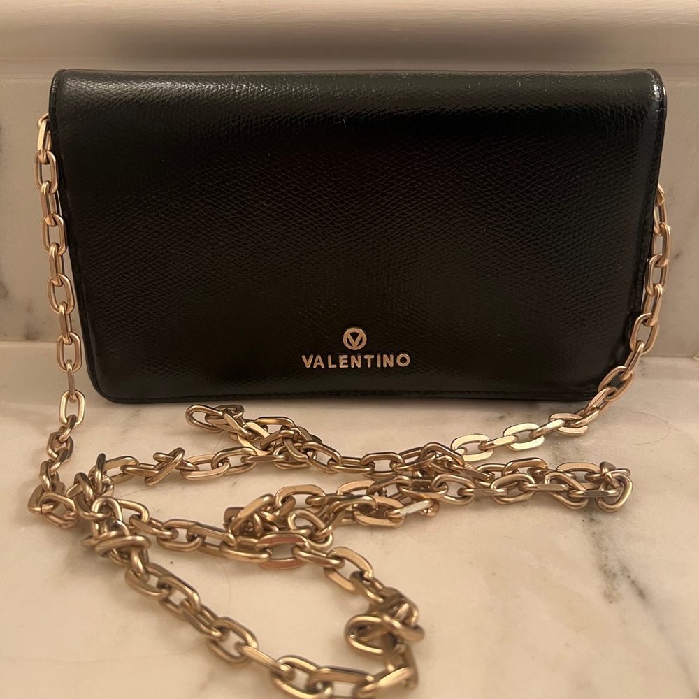 Valentino Black Leather Chain Bag